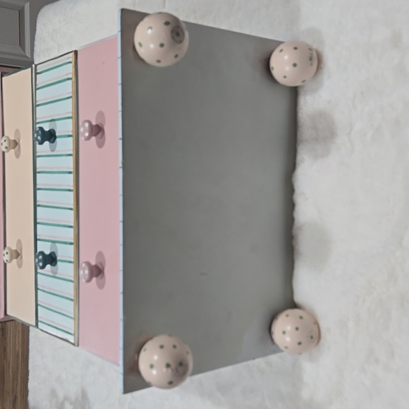 Hand painted jewelry chest blue, pink, yea, gold, peach - Picture 9 of 13